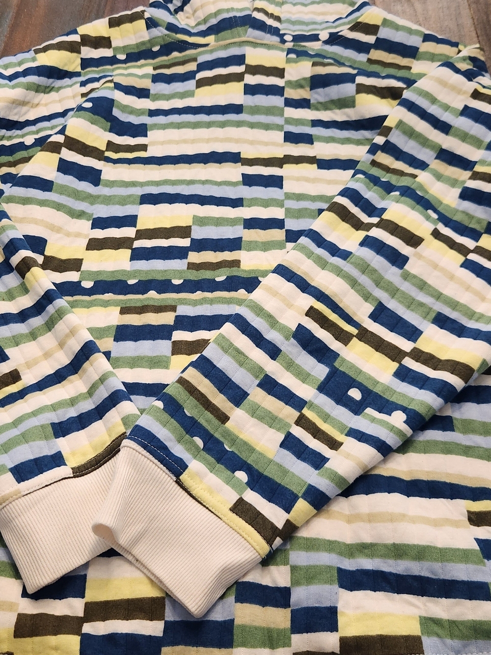 Plus Striped Tribal Multicolor Long Sleeve Pullover - Blue, Green, Yellow